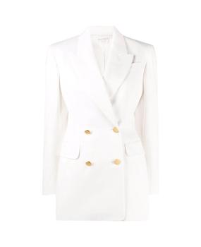 Alexander McQueen | Woman Double-breasted Jacket In Optical White Cotton Gabardine商品图片,8.5折