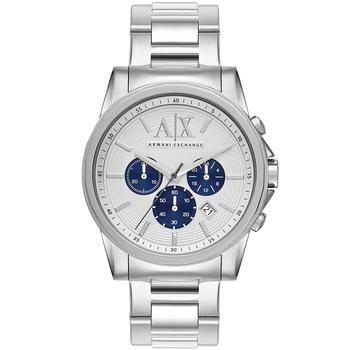 手表男阿玛尼评价, Armani Exchange | AX Men's Silver-Tone Stainless Steel Bracelet Watch 45mm商品图片 7.5折