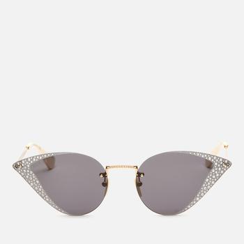 推荐Gucci Women's Glitter Detail Cat Eye Sunglasses - Gold/Grey商品