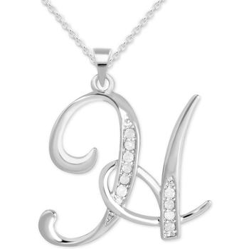 product Diamond H Initial 18" Pendant Necklace (1/10 ct. t.w.) in Sterling Silver image