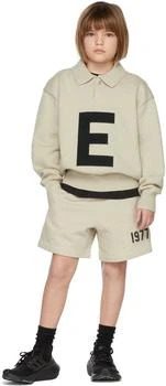 Essentials | Kids Beige Knit Big E Polo Sweater,商家SSENSE,价格¥389
