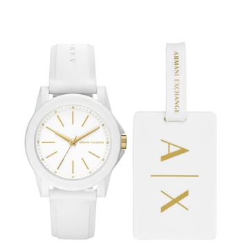 Armani Exchange | AX Women's White Silicone Strap Watch with Luggage Tag 36mm商品图片,额外7.5折, 额外七五折