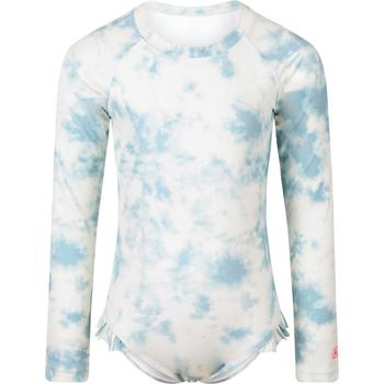 推荐Tie dye long sleeved swimsuit in white and blue商品