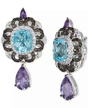 Le Vian | Multi-Gemstone Halo Cluster Drop Earrings (16-3/4 ct. t.w.) in 14k White Gold,商家Macy's,价格¥26059