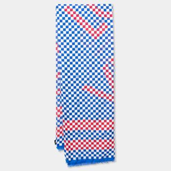 lv围巾, [二手商品] Louis Vuitton | Louis Vuitton Blue & Red Damier Race Cotton & Silk Scarf商品图片 满1件减$100, 满减