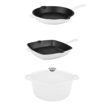 BergHOFF | Neo Cast Iron Fry Pan, Grill Pan and 5 Quart Covered Dutch Oven, Set of 3,商家Macy's,价格¥3495