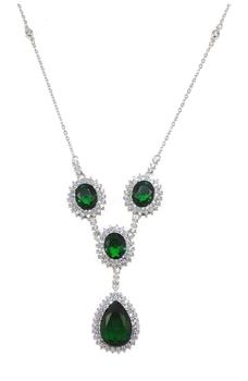 商品Savvy Cie Jewels | Sterling Silver CZ Halo Lab Created Emerald Statement Necklace,商家Nordstrom Rack,价格¥905图片