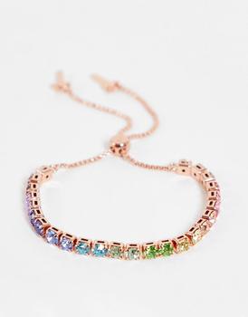 推荐Ted Baker Melrah adjustable bracelet in rose gold with rainbow crystal gems商品