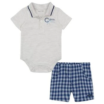 Calvin Klein | Baby Boys Polo Bodysuit and Shorts, 2 Piece Set,商家Macy's,价格¥111