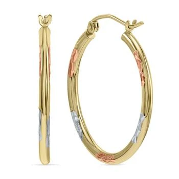 Monary | 10K Yellow Gold Two Tone Embedded Round Hoop Earrings,商家Premium Outlets,价格¥1259