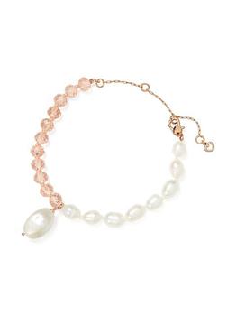 kate spade项链, Kate Spade | Pearl Play Goldtone, Cubic Zirconia & Faux Pearl Half-And-Half Bracelet商品图片 