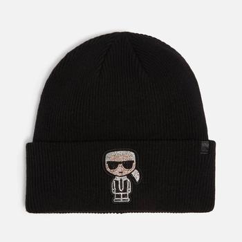 Karl Lagerfeld Paris | KARL LAGERFELD K/Ikonik Rhinestoned Ribbed-Knit Beanie商品图片,额外6.5折, 额外六五折