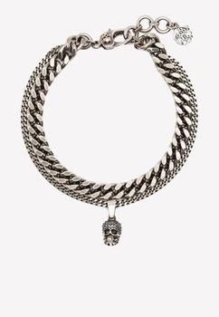 推荐Chunky Chain Skull Bracelet in Antique Silver商品