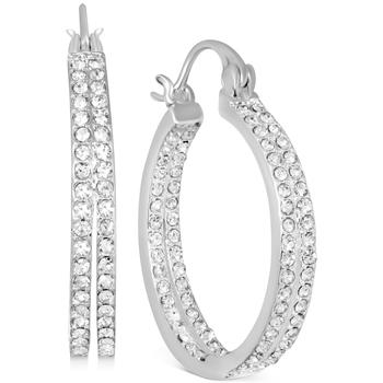 Essentials Jewelry, Essentials | Crystal Small Double Hoop Earrings in Silver-Plate or Gold Plate, 1"商品图片 6折