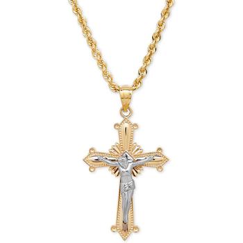 商品Macy's | Two-Tone Crucifix Cross Pendant Necklace in 14k Gold and White Gold,商家Macy's,价格¥5581图片