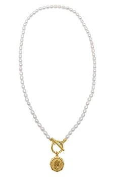 ADORNIA | Spring 2022 14k Yellow Gold Vermeil 5.5-6mm Imitation Pearl and Coin Toggle Necklace 2.4折, 独家减免邮费