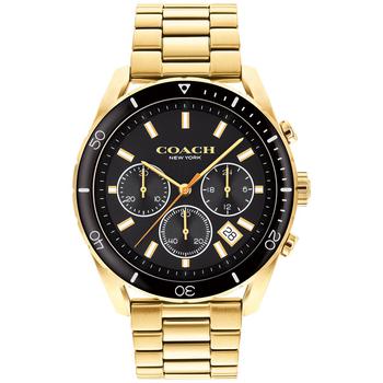 Coach | Men's Preston Chronograph Gold-Tone Bracelet Watch 44mm商品图片,7折