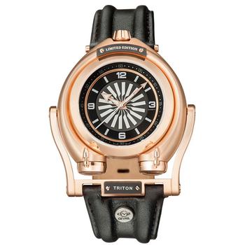 推荐Men's Triton Automatic Black Genuine Leather Strap Watch 49mm商品