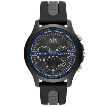 Armani Exchange | Men's Chronograph Black and Gray Silicone Strap Watch, 46mm商品图片,