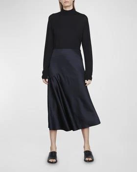 推荐Draped Crushed Satin Midi Slip Skirt商品