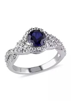 Crossover Culture, Belk & Co. | Lab Created 2 1/10 CT TGW Created Blue and Created White Sapphire Crossover Twist Ring in Sterling Silver商品图片 3折