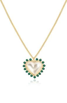 Gabi Rielle | 14K Gold Plated Sterling Silver Imitation Pearl & CZ Heart Pendant Necklace,商家Nordstrom Rack,价格¥331