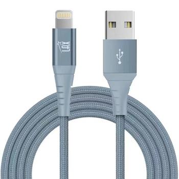 商品LAX Apple MFi Certified Braided Nylon USB to Lightning Cable - 4 Feet - Dusty Blue图片