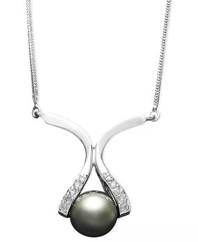 Macy's | 14k Gold Necklace, Cultured Tahitian Pearl (8mm) and Diamond Accent Pendant,商家Macy's,价格¥3984