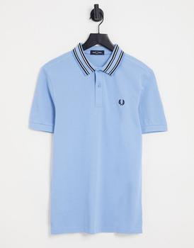 fred perry polo衣服, Fred Perry | Fred Perry striped collar polo shirt in blue商品图片 
