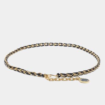芬迪腰带好用吗, [二手商品] Fendi | Fendi Black Leather Chain Logo Waist Belt商品图片 满1件减$100, 满减