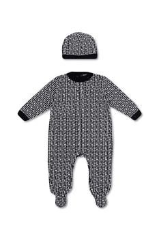 Balmain | Balmain Kids Greca-Print Knit Babygrow Set,商家Cettire,价格¥2190