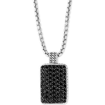 Effy | EFFY® Men's Black Spinel Dog Tag 22" Pendant Necklace in Sterling Silver商品图片,3折