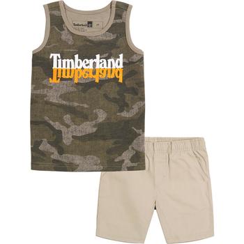 Timberland | Little Boys Camo Logo Tank and Poplin Shorts, 2 Piece Set商品图片,1.9折