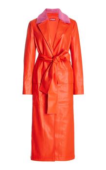 推荐STAUD - Women's Ashley Faux Fur-Trimmed Vegan Leather Coat - Red - XS - Moda Operandi商品