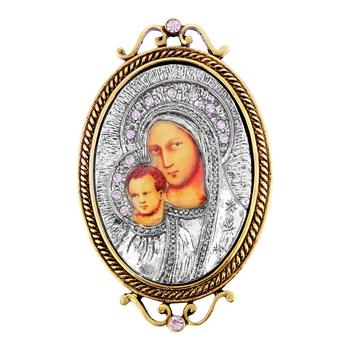 商品Symbols of Faith | 14K Gold-Dipped and Silver-Tone Purple Crystal Enamel Iconica Mary Brooch,商家Macy's,价格¥466图片