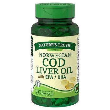 商品Natures Truth | Nature's Truth Norwegian COD Liver Oil with EPA/DHA Softgels, 100 Ea,商家MyOTCStore,价格¥34图片