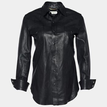 圣罗兰皮衣, [二手商品] Yves Saint Laurent | Saint Laurent Black Leather Button Front Shirt S商品图片 6.7折, 满1件减$100, 满减