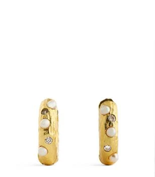 推荐Yellow Gold-Plated and Pearl Gem in a Hoop Earrings商品