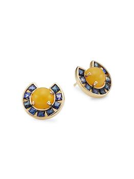 商品Jolly Bijou | Moon 14K Yellow Gold, Sapphire & White Opal Earrings,商家Saks Fifth Avenue,价格¥22435图片