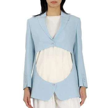 Ladies Pale Blue Wool Step-through Blazer,价格$437.85