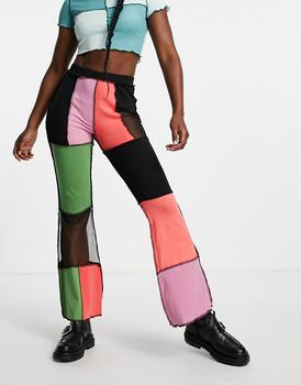 The Ragged Priest代购, The Ragged Priest | The Ragged Priest high waisted flares in patchwork rib商品图片 4.3折
