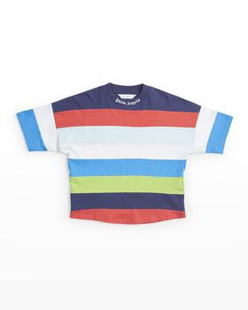 推荐Boy's Logo Striped Jersey T-Shirt, Size 4-12商品