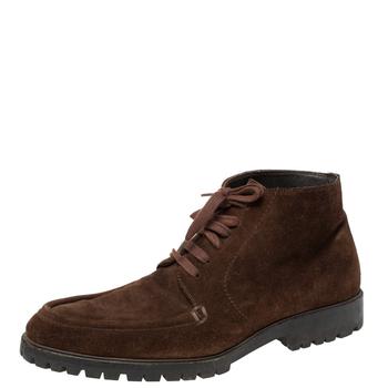 [二手商品] Gucci | Gucci Brown Suede Lace Up Ankle Boots Size 45商品图片,3.4折