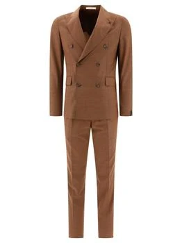 TAGLIATORE | Wool Double-Breasted Suit Suits Brown,商家Wanan Luxury,价格¥3181