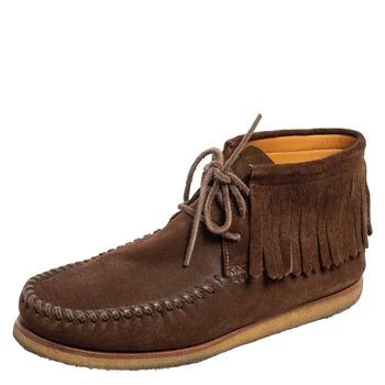 推荐Saint Laurent Dark Brown Suede Fringed Ankle-Boots Size 41.5商品