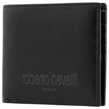 商品Roberto Cavalli Mens Black Leather Logo Bifold Wallet图片