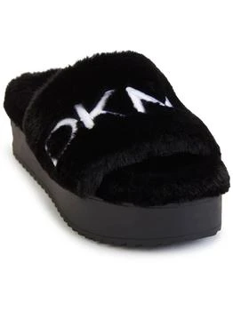 DKNY | Palz Womens Faux Fur Fluorescent Slide Slippers 4.6折