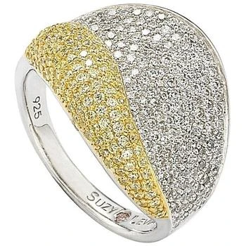 Suzy Levian | Suzy Levian Sterling Silver Cubic Zirconia Pave Yellow and White Curvy Ring,商家Premium Outlets,价格¥594