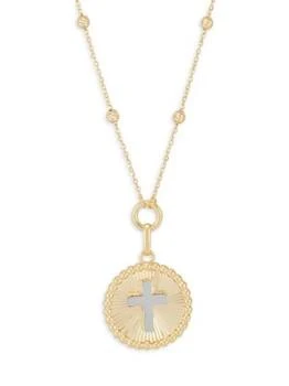 Saks Fifth Avenue | 14K Yellow Gold Cross Pendant Beaded Chain Necklace,商家Saks OFF 5TH,价格¥2653