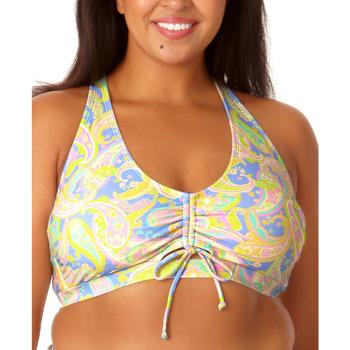 商品Salt + Cove Juniors' Plus Size Paisley-Print Cinched-Front Tie-Back Bikini Top, Created for Macy's图片